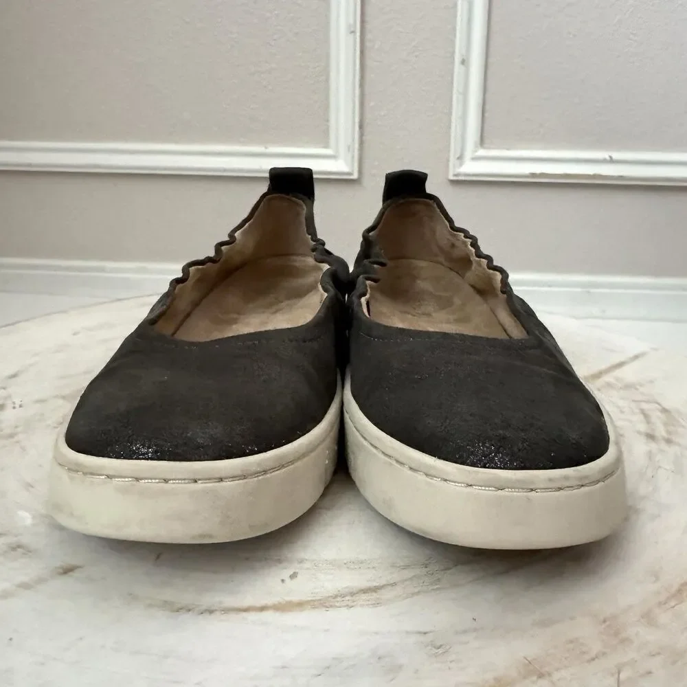Vionic Uptown Ballet Loafer Elastic Topline Leather Polluted Silver Women's 6 - Picture 4 of 8